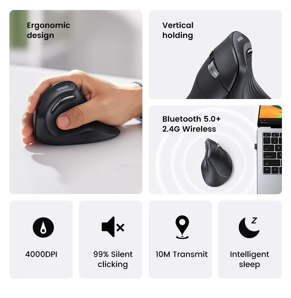 Vertical Wireless Ergonomic Mouse