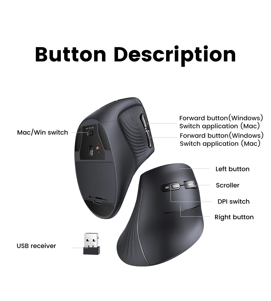 Vertical Wireless Ergonomic Mouse